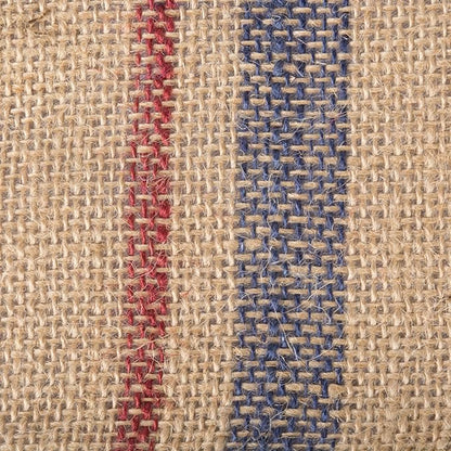 DII Jute Burlap Collection Kitchen Tabletop, Table Runner, 14x108, Double Border Blue/Red
