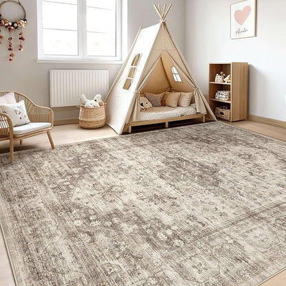 LOONGRUG 10x14 Warm Sepia tan Rug Vintage