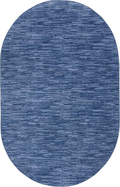Nourison Home Nourison Essentials Navy Blue 6' x 9' Oval Area Rug - Easy Clean, Non Shedding, Bed Room, Living Room, Dining Room, Kitchen (6' x 9' Oval)
