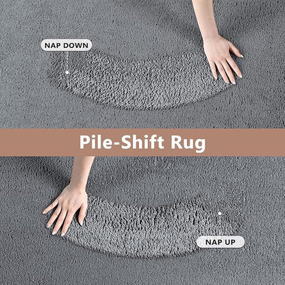 FinRèc 2x8 Washable Runner Rugs for Kitchen Hallway Bedroom, Low Pile Thin Rug Solid Color, Non-Slip Carpet Indoor for Home Decor (Pure Dark Grey)