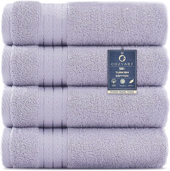 COZYART Lavender Hand Towels for Bathroom 4 Pcs, 13x30 Cotton Guest Hands Towel Set Super Soft Absorbent Durable 650 GSM for Daily Use