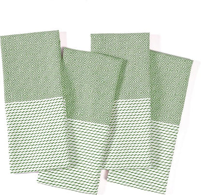 TWINY threads Kitchen Dish Towel Diamond Weave, Premium Large 100% Cotton Kitchen Linen Set, Dish Rags and Wash Rags, Absorbent Quick Drying, Washable Reusable, Pack of 4, 18 x 26 Inch, Mint Green