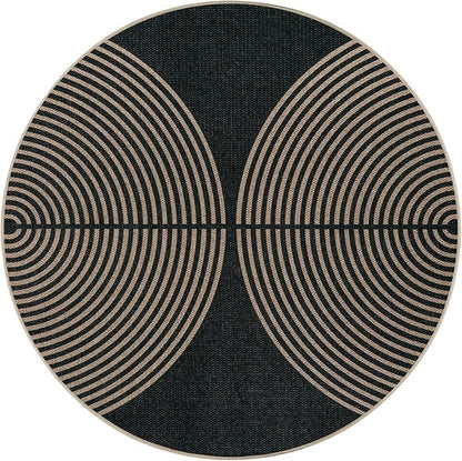 Lahome Enfys Modern Rainbow Round Rug, 6ft Easy Jute Circle Patio Rug Washable Indoor Outdoor Carpet for Living Room, Farmhouse Natural Contemporary Round Mat for Entryway Backyard Porch