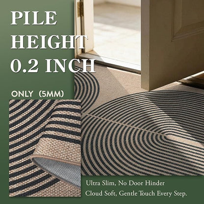 Lahome Modern Rainbow Easy Jute Rug, 3x5 Washable Rugs for Entryway Farmhouse Black Patio Carpet, Non Slip Indoor Door Mat Contemporary Outdoor Porch Carpet for Laundry Guestroom Room Decor