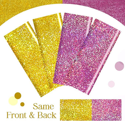 Just Shimmer Sparkling Pink & Gold Holographic Laser Tablecloth - Shimmering, Waterproof, Easy to Clean - Ideal for Bachelorette, Birthday, Wedding, and Anniversary Party Decorations