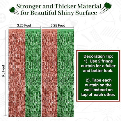 KatchOn, XtraLarge Wave Green and Brown Fringe Football Backdrop - 3.5x6.5 Feet, Pack of 2 | Football Party Decorations, Birthday Party Decorations, Safari Decorations, Jungle Party Decorations