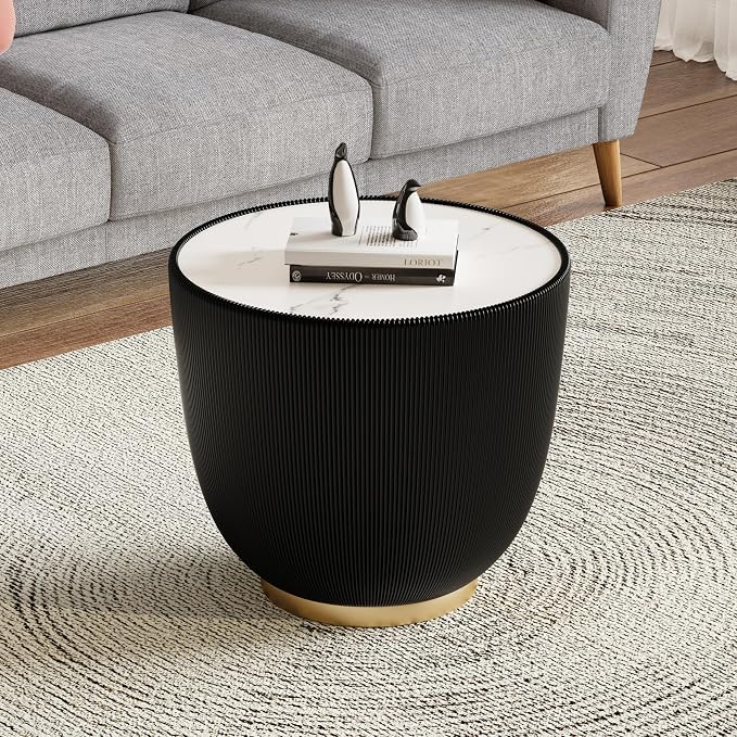 SSLine Bowl-Shape Small Coffee Table Modern Sintered Stone Top Coffee Table in