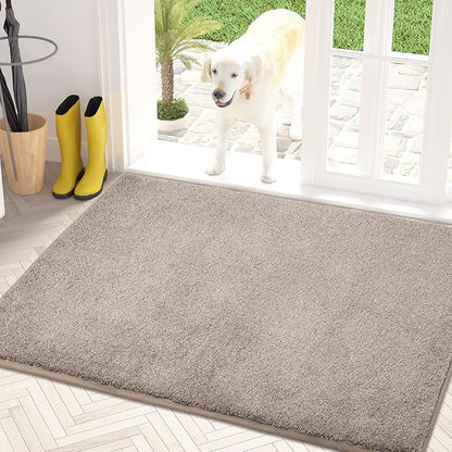 PURRUGS Dirt Trapping Door Mat 31.5" x 47", Non-Slip Machine Washable Entry Rug, Shoe Scraper, Dog Doormat, Super Absorbent Welcome Mat for Front & Back Door, Muddy Shoes & Paws, Taupe