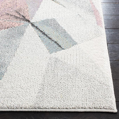 SAFAVIEH Porcello Collection Area Rug - 6'7" Square, Ivory & Pink, Modern Abstract Design, Non-Shedding & Easy Care, Ideal for High Traffic Areas in Living Room, Bedroom (PRL6940A)