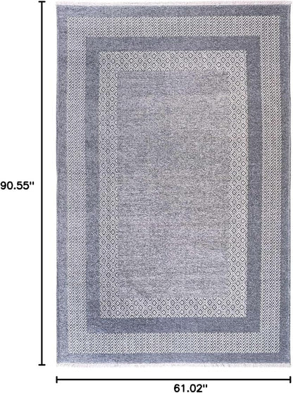 Alfa Rich 5x8 Light Blue Washable Area Rugs for Living Room Bedroom Kitchen Dining Cotton Decor Rug