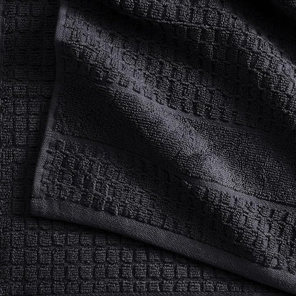 Market & Place 100% Cotton Super Soft Luxury Bath Towel Set | Quick-Dry and Highly Absorbent | Waffle Textured | 550 GSM | Includes 4 Bath Towels | Harper Collection (Black)