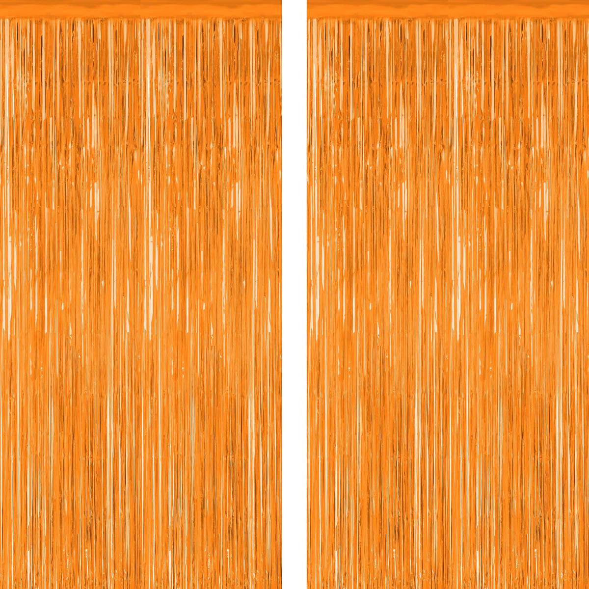 2 Pack Backdrop Curtains, 3.28 FT x 7.05 FT Orange Color Tinsel Backdrop, Metallic Party Streamer Fringe Curtains, Foil Curtains Halloween Decor Birthday Party Supplies