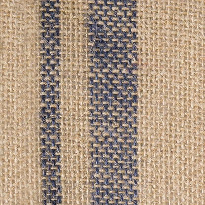DII Jute Burlap Collection Kitchen Tabletop, Table Runner, 14x72, Double Border Blue