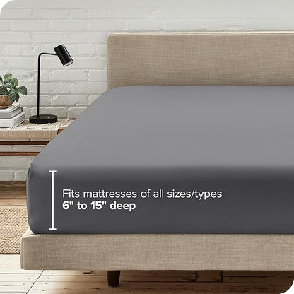 Bare Home Fitted Bottom Sheet Full Size - Premium 1800 Microfiber - Ultra-Soft Hotel Luxury - Deep Pocket - Durable and Long Lasting (Full, Grey)