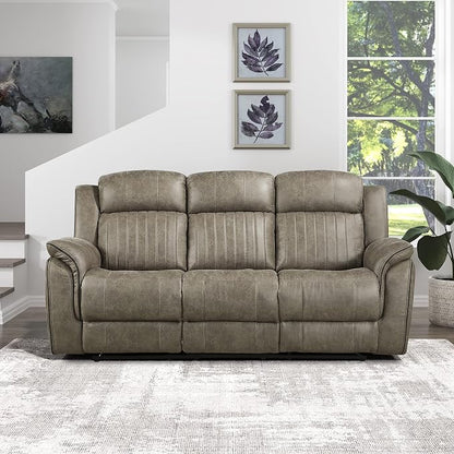 Lexicon 83.5" W Manual Double Reclining Sofa, Polished Microfiber Recliner Sofa