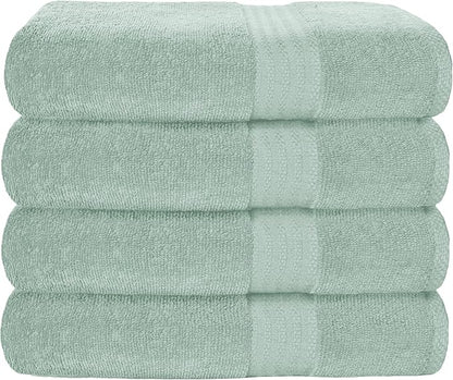 GLAMBURG Premium Cotton 4 Pack Bath Towel Set - 100% Pure Cotton - 4 Bath Towels 27x54 - Ideal for Everyday use - Ultra Soft & Highly Absorbent - Sea Green