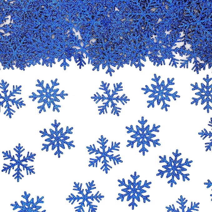 200PC Snowflake Confetti Dark Blue Christmas Confetti Snowflakes Table Scatter For Winter Holiday Birthday Baby Shower Party Decorations