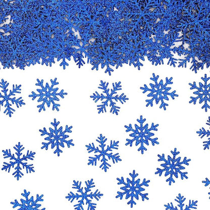 200PC Snowflake Confetti Dark Blue Christmas Confetti Snowflakes Table Scatter For Winter Holiday Birthday Baby Shower Party Decorations