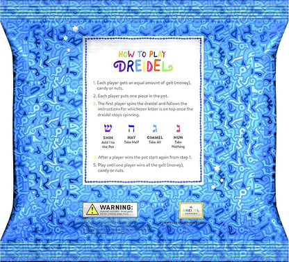 The Dreidel Company 10 Bulk Pack Multi-Color Plastic Hanukkah Dreidels with English Transliteration - Includes Game Instruction Cards (10-Pack)