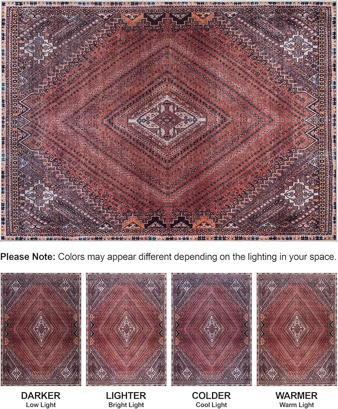 Bloom Rugs Washable Non-Slip 12 ft Runner - Red/Multicolor Traditional Bordered Runner for Entryway, Hallway, Bathroom, and Kitchen - Exact Size: 2.5' x 12'
