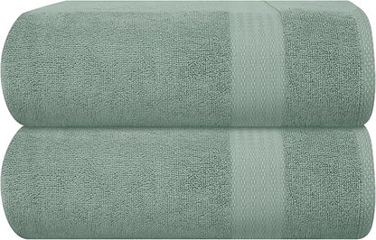 GLAMBURG Premium Cotton Oversized 2 Pack Bath Sheet 35x70-100% Pure Cotton - Ideal for Everyday use - Ultra Soft & Highly Absorbent - Machine Washable - Jade