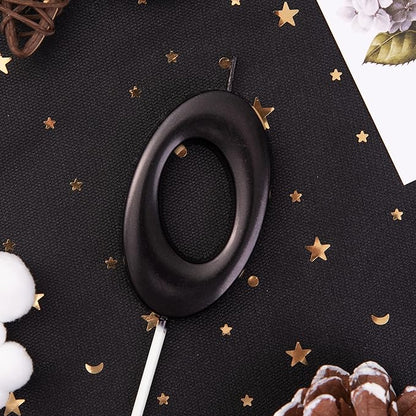 PHD Elegant Black 2.76 Inch Cake Candles - Black Number Candles for Birthday Parties