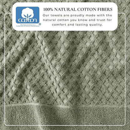Great Bay Home Bath Towels - 100% Cotton 4 Pack 54x27 Bath Towel Set - Absorbent, Durable, Quick-Dry Towels for Bathroom (Eucalyptus)