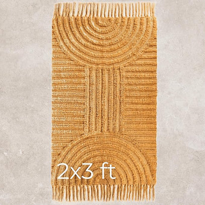 KIBAGA Beautiful Boho Rug with Tassels for Your Bathroom - Soft 2 x 3 ft. Cotton Rug Fits Perfectly Into Your Bath - Washable, Non-Slip Mat Ideal to Enhance Any Modern Home Decor, 24 x 36 inch