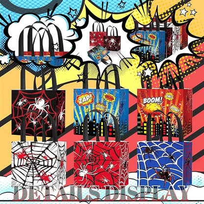 Roaring Good Time Spider Party Favor Gift Bags Spider Birthday Decoration Favor Bags Boxes Party Candy Bags Car Goodie Gift Treat Bags Themed Birthday Party Supplies