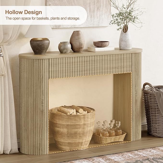 MECHYIN 47" Console Table, Fluted Sofa Table