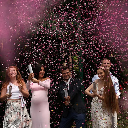 PrimePure Gender Reveal Confetti Cannon - Biodegradable Powder & Heart Shaped Confetti Poppers - 2 Pink & 2 Blue, 4 Pack - Baby Boy or Baby Girl Gender Reveal Smoke Bomb - Powder Cannon Party Poppers