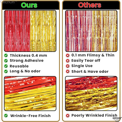 KatchOn, Gold and Red Fringe Backdrop - Xtralarge, Pack of 2 | Foil Fringe Curtain for Nurse Graduation Party Decorations | Prom Decorations 2026 | Red and Gold Graduation Decorations 2026