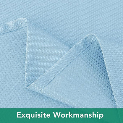 Biscaynebay Textured Fabric Round Tablecloths 90", Light Blue Water Resistant Washable Table Cloths Circle Folding Table Covers Linen for Dining, Kitchen, Wedding, Parties etc.