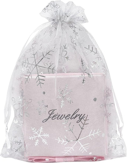 Jexila 100PCS Christmas Organza Bags 5''X7'' Mesh Drawstring Gift Bag for Christmas Party Favor Goodie Candy Treat Bags Jewelry Pouch