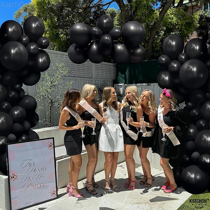 Katchon, Black Balloon Arch Kit - 120 Pcs, | Party Balloons Different Sizes 18, 12, 10, 5 Inches | Metallic Balloons for Black Party Decorations, Anniversary, Bachelorette, New Years Decorations 2026