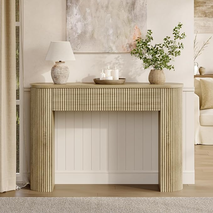 MECHYIN 47" Console Table, Fluted Sofa Table