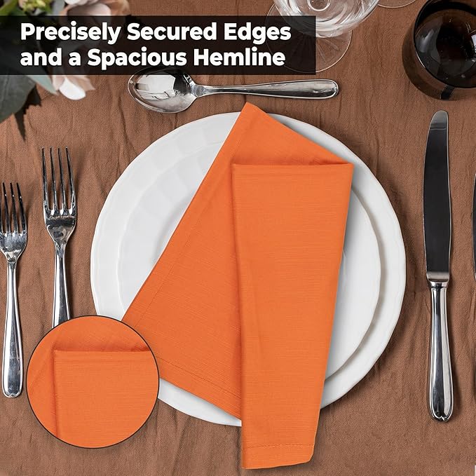 Urban Villa Halloween Cloth Napkins Orange Color Dinner Napkins 20''x20'' (Set of 12) 100% Cotton Slub Absorbent Napkins Soft Durable Reusable Washable Ideal for Events Parties Everyday use