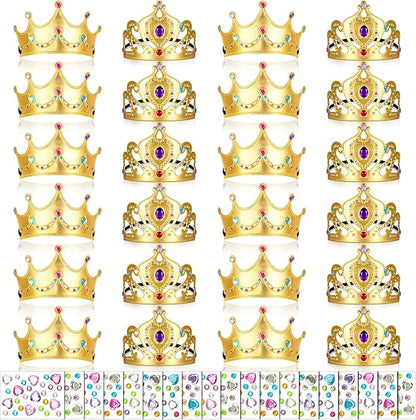 Yaomiao 44 Pcs Birthday Foam Crowns for Kids Princess Tiaras King Hat Bulk Diamond Sticker Kits for Crown Party Supplies