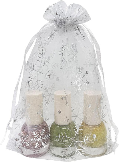 Jexila 100PCS Christmas Organza Bags 5''X7'' Mesh Drawstring Gift Bag for Christmas Party Favor Goodie Candy Treat Bags Jewelry Pouch
