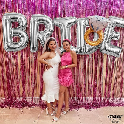 KatchOn, Giant Silver Bride Balloons - 40 Inch | Bachelorette Party Decorations | Silver Bride Balloons Bachelorette for Bridal Shower Decorations | Bridal Shower balloons
