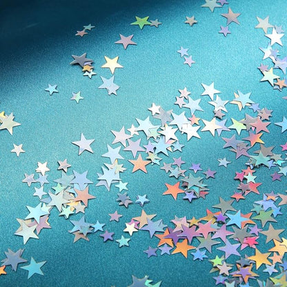 Hestya Star Confetti Glitter Table Confetti Metallic Foil Stars for Graduation Wedding Birthday Party Decorations(Holographic Silver,10mm and 6mm,60g)