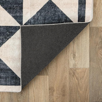 Rugshop Geometric Diamond Washable Non Slip Area Rug 2' x 3' Cream