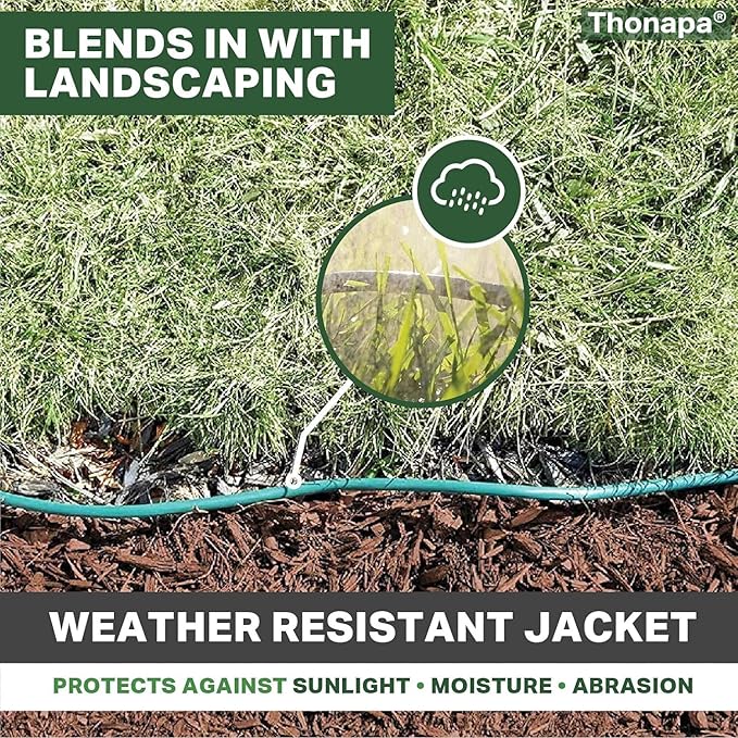 Thonapa Weatherproof Green Extension Cord 6 ft 3 Outlets, 16/3 SJTW Outdoor Extension Cord with Multiple Outlets 6 Foot, 13 AMP Exterior Electric Cable 3 Way Plug for for Outdoor Lights, Landscaping
