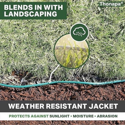 Thonapa Weatherproof Green Extension Cord 6 ft 3 Outlets, 16/3 SJTW Outdoor Extension Cord with Multiple Outlets 6 Foot, 13 AMP Exterior Electric Cable 3 Way Plug for for Outdoor Lights, Landscaping