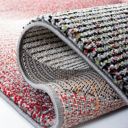SAFAVIEH Hollywood Collection Runner Rug - 2'3" x 8', Grey & Red, Mid-Century Modern Design, Non-Shedding & Easy Care, Ideal for High Traffic Areas in Living Room, Bedroom (HLW715Q)