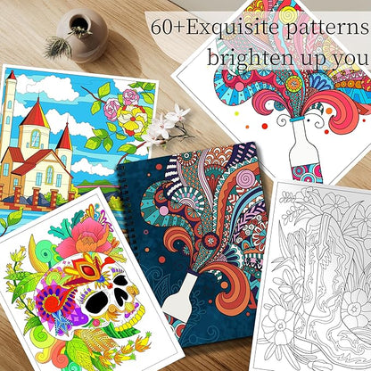 Kalysky Adult Coloring Books Set:3 Coloring Books for Adults Animal Flowers & Other Themes Designs.Coloring Books for Adults to Relax and Relieve Anxiety