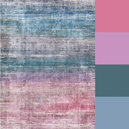 Kokia Abstract Area Rugs 9x12 Bedroom Washable Decor Low Pile Fluffy Non-Slip Non-Shedding Indoor Red Carpet Foldable Stain Resistant Floor Mat Living Room Dining Room, Oslo Orchid