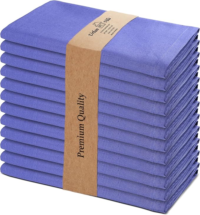 Urban Villa Cloth Napkins Set of 12 20x20 Inches 100% Cotton Napkins Cloth Washable Soft Durable Reusable Absorbent Table Dinner Napkins Cloth for Hotel Lunch Restaurant Weddings Parties – Lilac