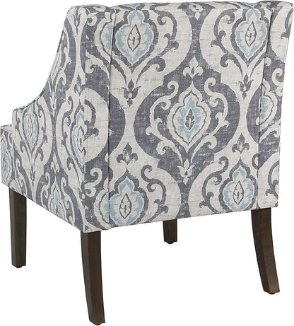 HomePop Velvet Swoop Arm Accent Chair, Suri Blue