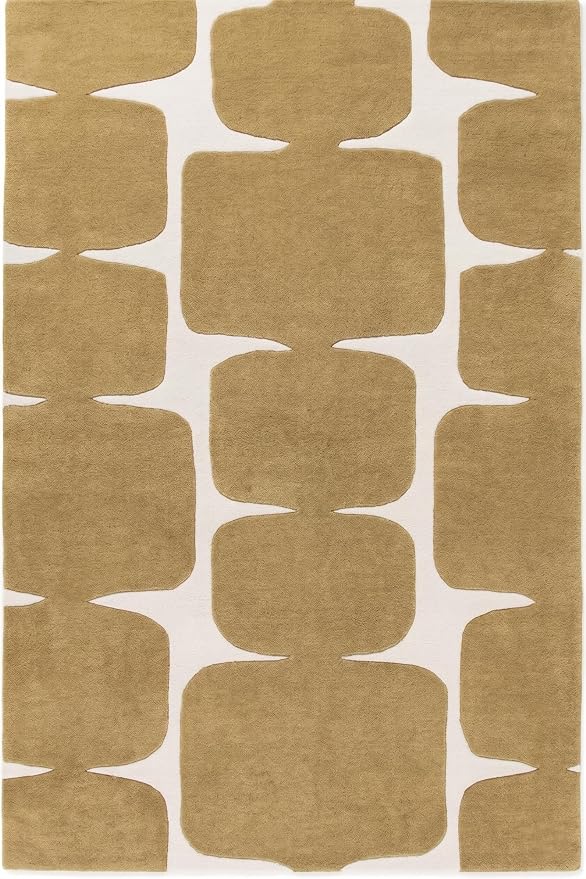 Restoration and Renovation Modern Wool Area Rug - Contemporary Abstract Geometric Design, Thick & Soft Hand-Tufted Carpet - Ideal for Indoor Decor in Living Room, Bedroom (Gold, 5' x 8')
